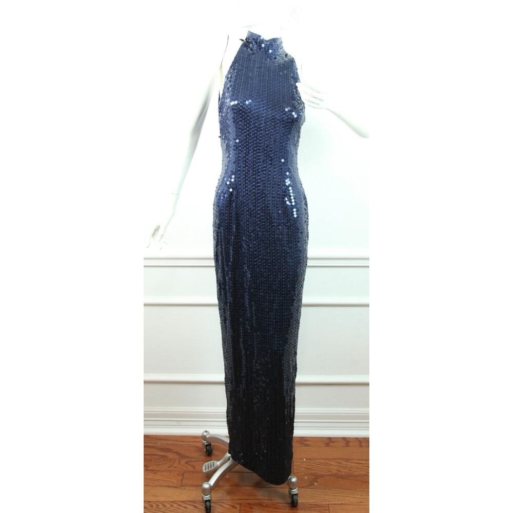 Vintage Size 4 Prom Dress Y2K Sequins Column Glam‎ Beaded Bodycon Formal Elegant